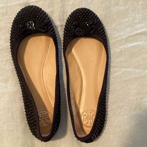 Tory Burch Embellished Black Ballet Flats